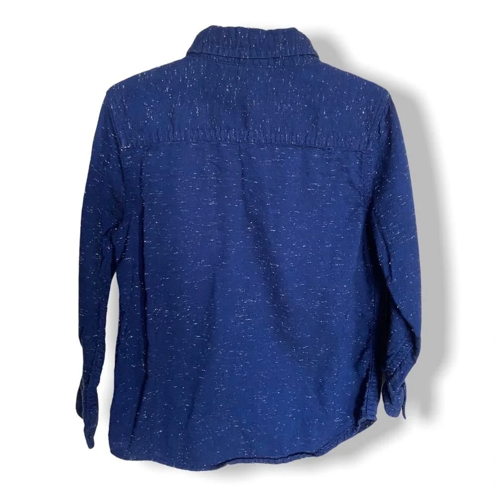 Gymboree Boys Shirt Size XS 4 Snowflake Fun‎ Western Blue Nubby Fabric Button Up